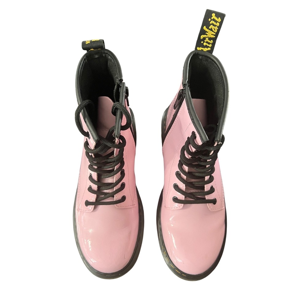 Dr. Martens 1460 J Pink Patent Leather Lace Up Side Zip Combat Boots US 5L UK 3